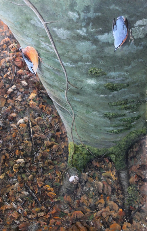 Nuthatch_treecreeper_original_painting_by_ian_griffiths